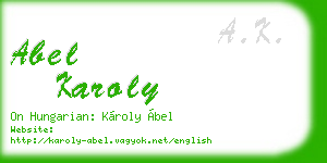 abel karoly business card